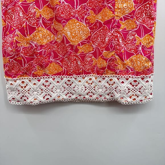 Lilly Pulitzer Jubilee Catherine Bell A-Line Dress Sz 6 Pink Lace Trim Tropical - Picture 7 of 15